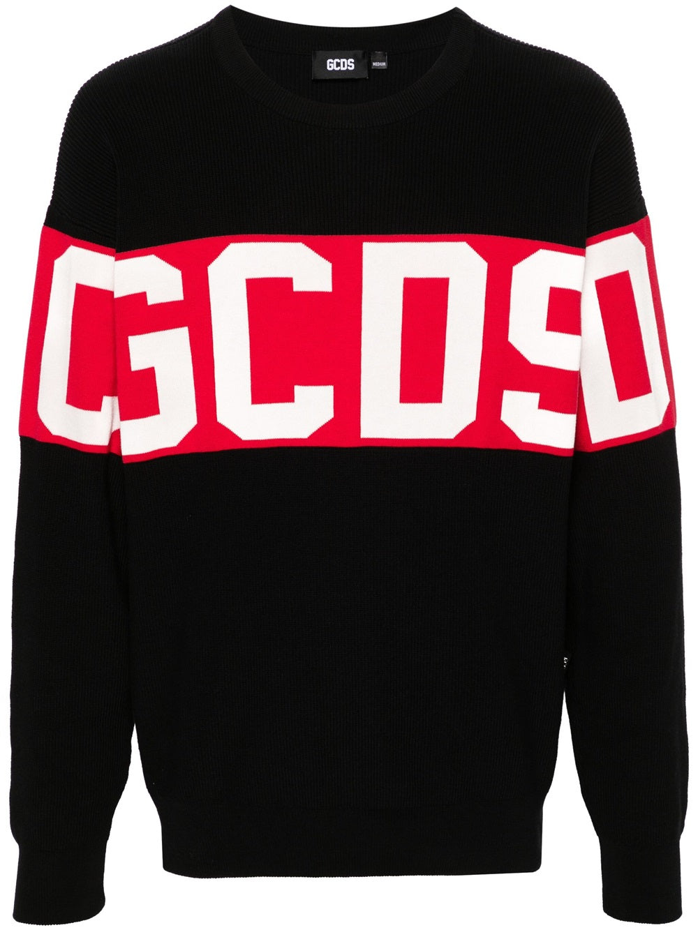 Cotton sweater with knitted logo