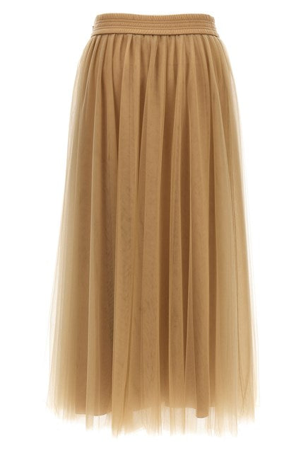 Tulle Midi Skirt Skirts Beige