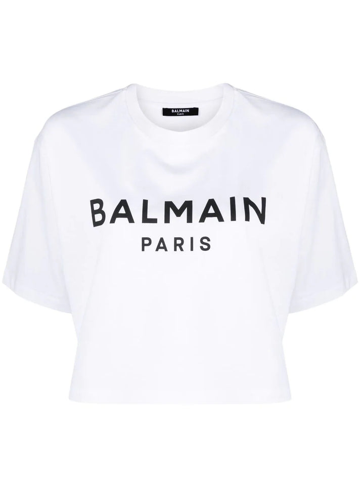 Balmain Cropped T-shirt with print