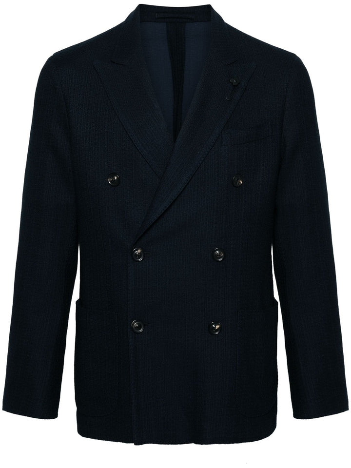 double-breasted knitted blazer