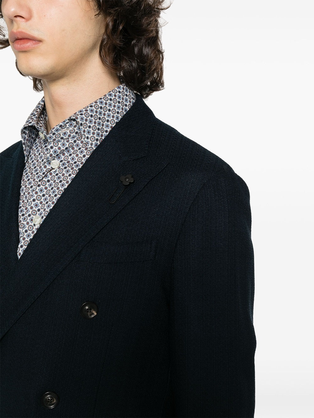 double-breasted knitted blazer