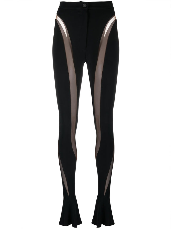 Leggings with semi-transparent inserts