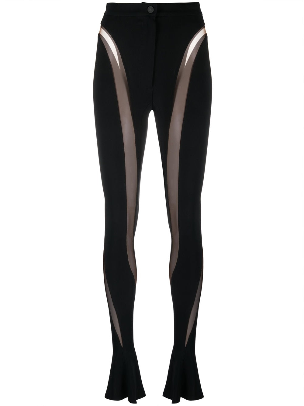 Leggings with semi-transparent inserts