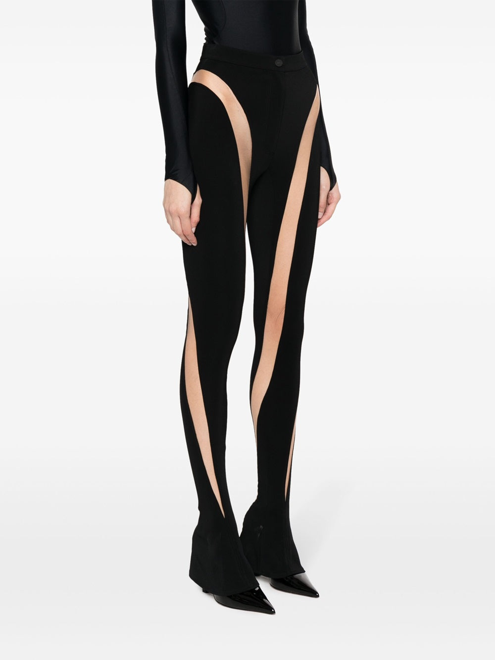 Leggings with semi-transparent inserts