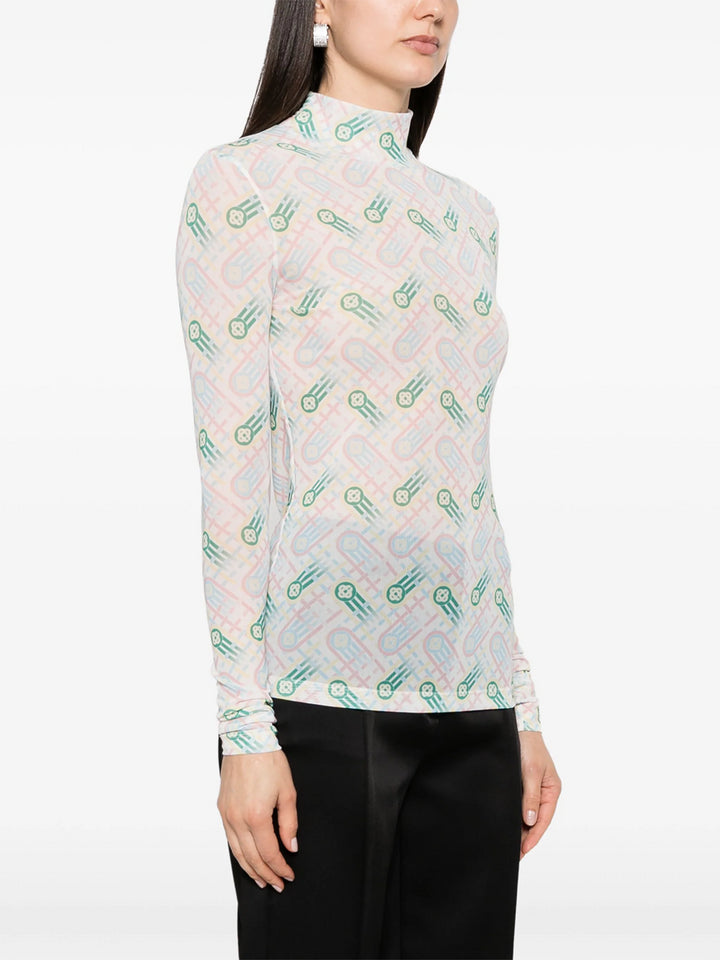 Semi-transparent top with print