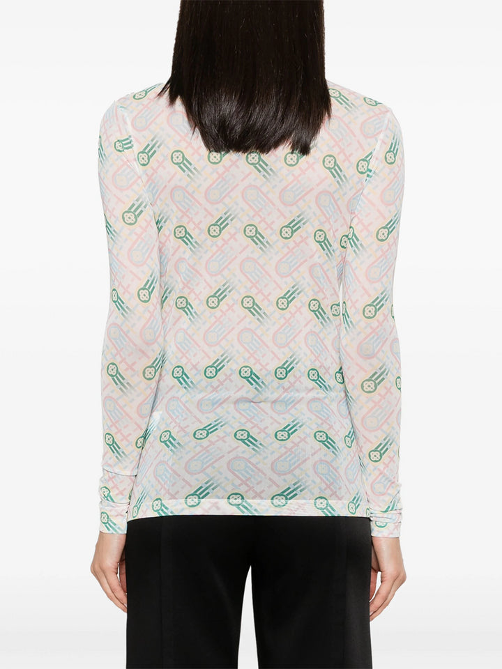 Semi-transparent top with print