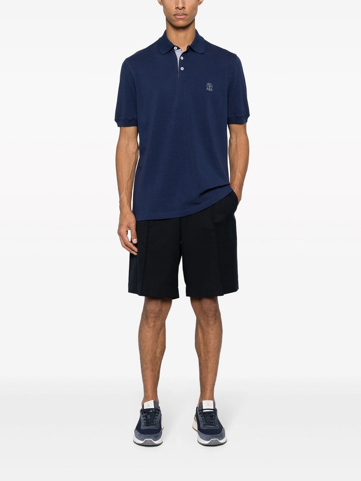 Piqué polo shirt with print