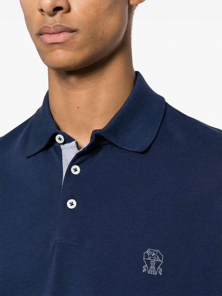 Piqué polo shirt with print