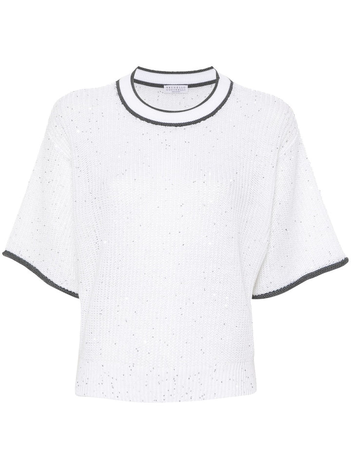 knitted top with contrasting edges