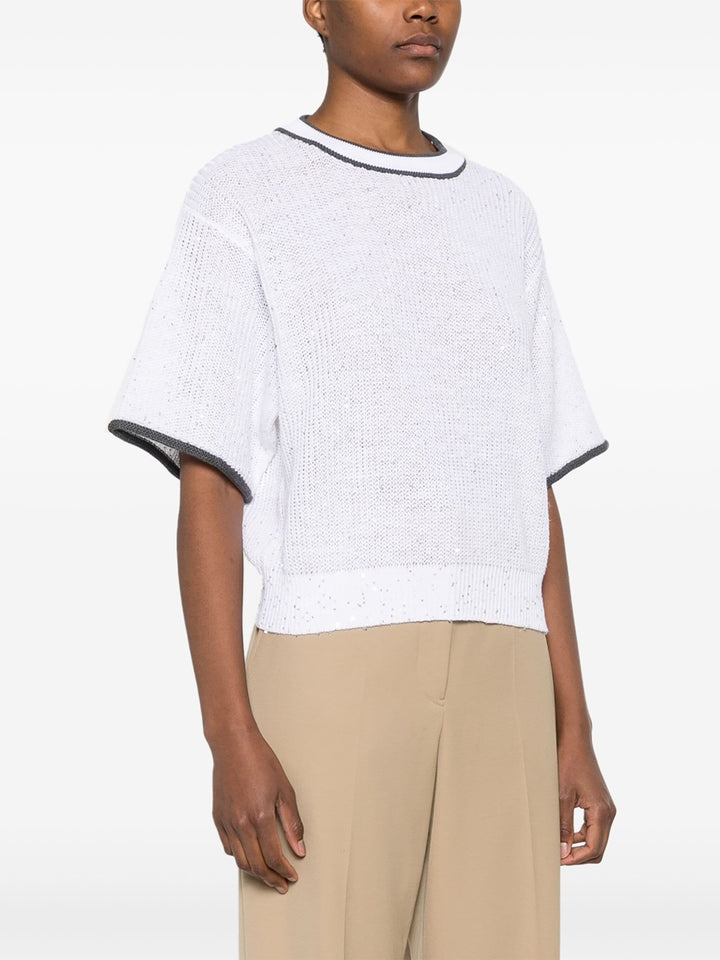 knitted top with contrasting edges