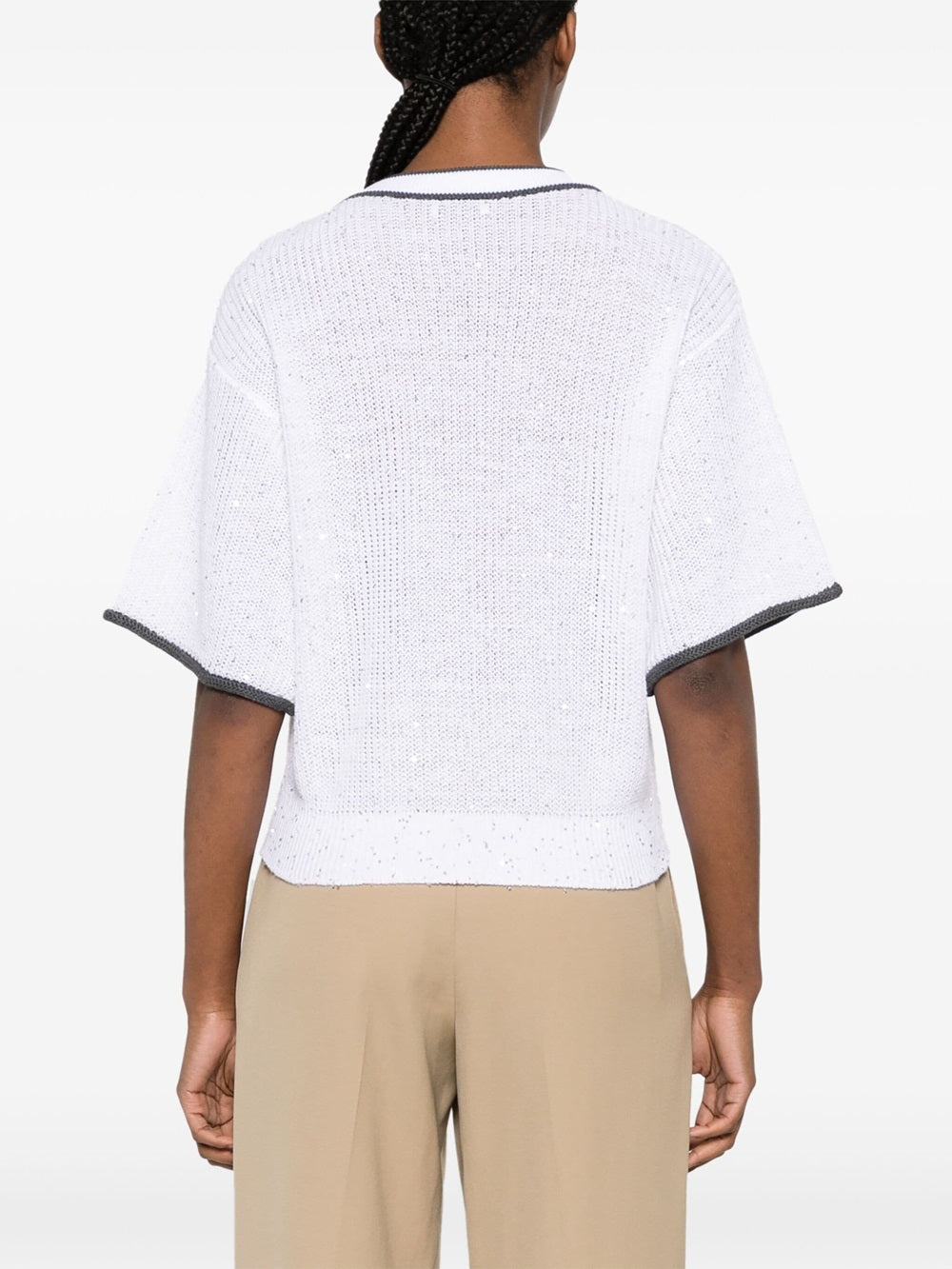 knitted top with contrasting edges