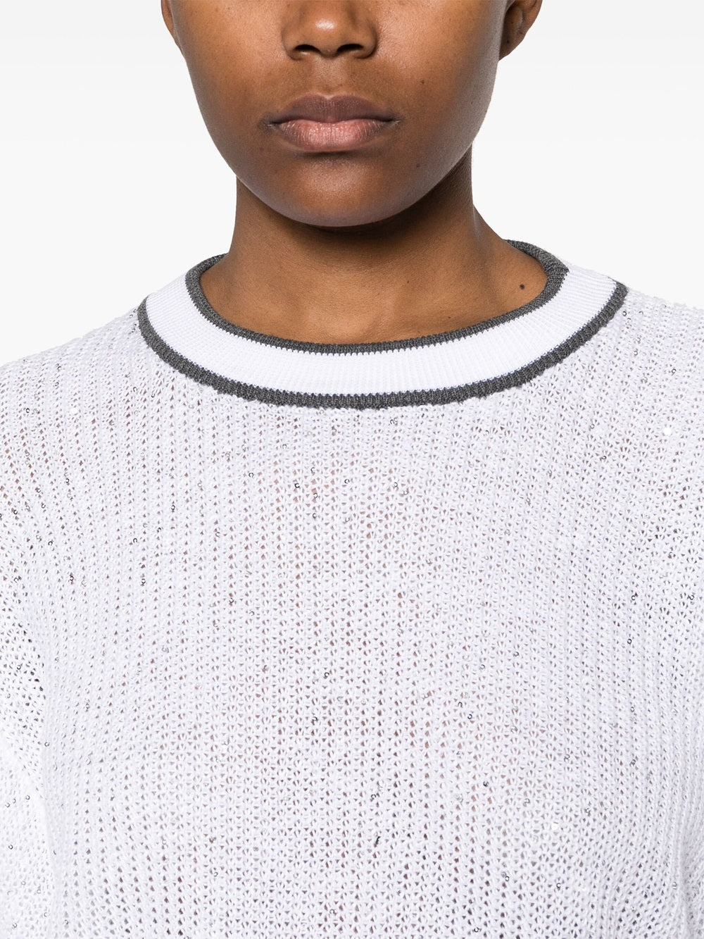 knitted top with contrasting edges