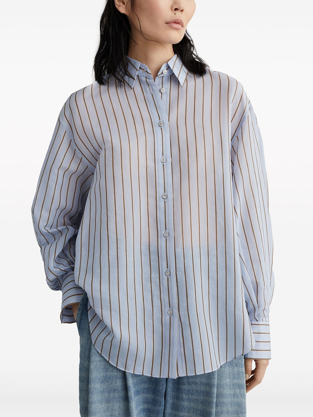 semi-transparent striped shirt