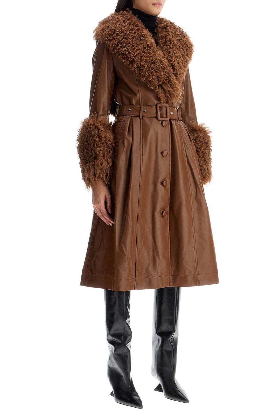 Cappotto Lungo Foxy In Pelle E Shearling