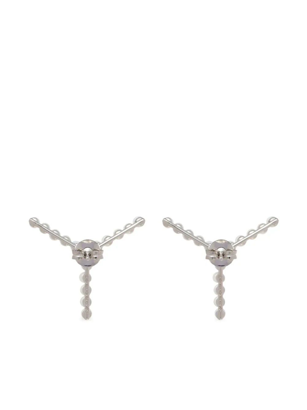 Mini Y earrings decorated with fake pearls