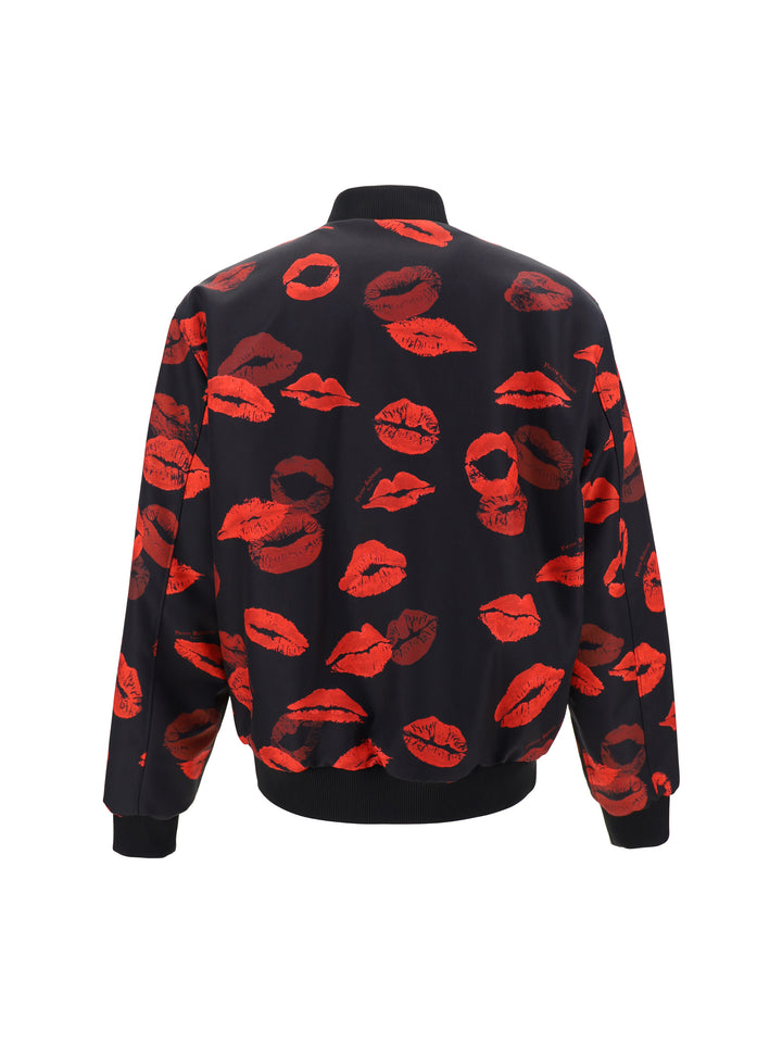 REVERSIBLE KISS PRINT NYLON BOMBER JACKT