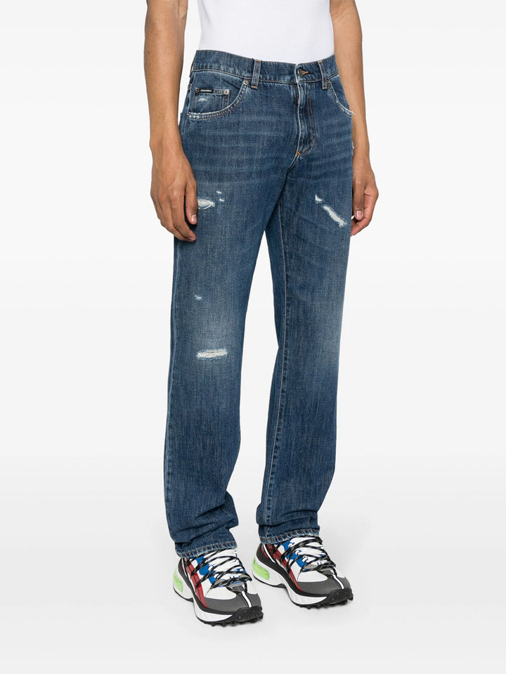 Straight jeans with a worn effect