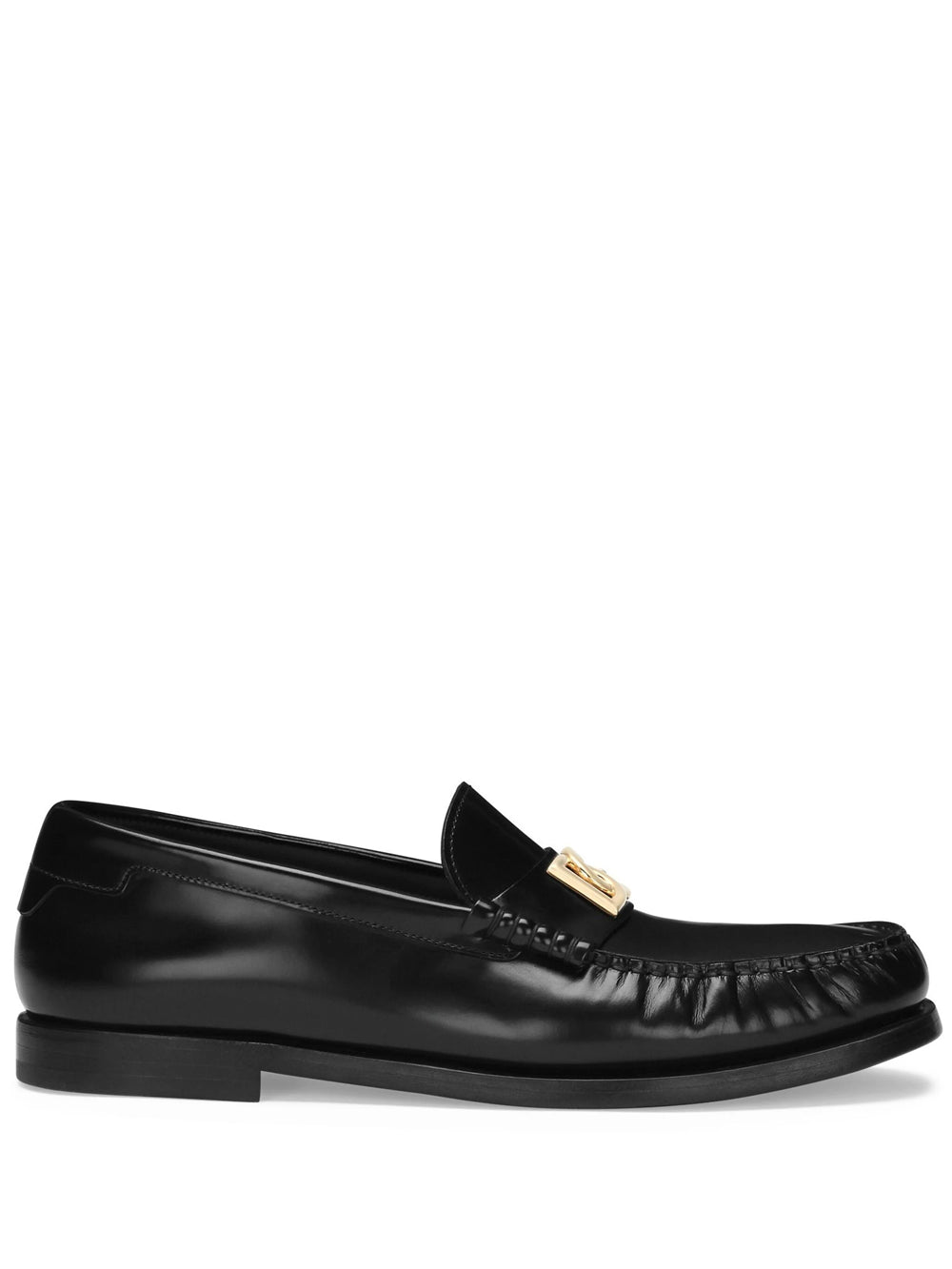 Leather loafers with logo plaque