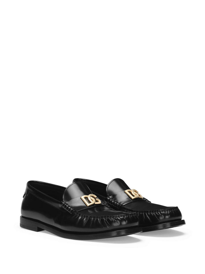 Leather loafers with logo plaque