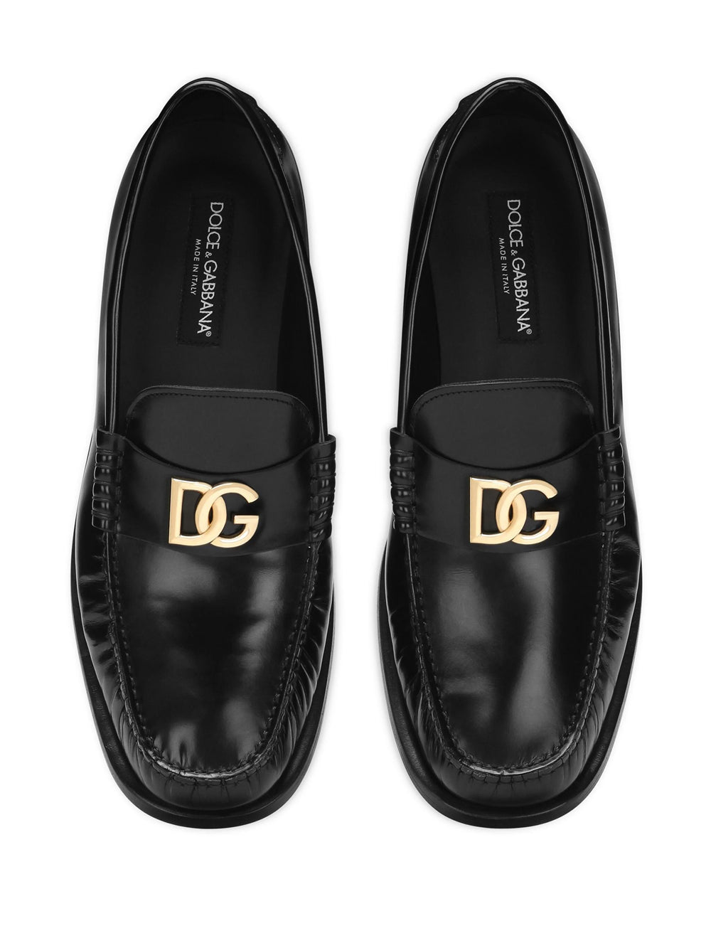 Leather loafers with logo plaque