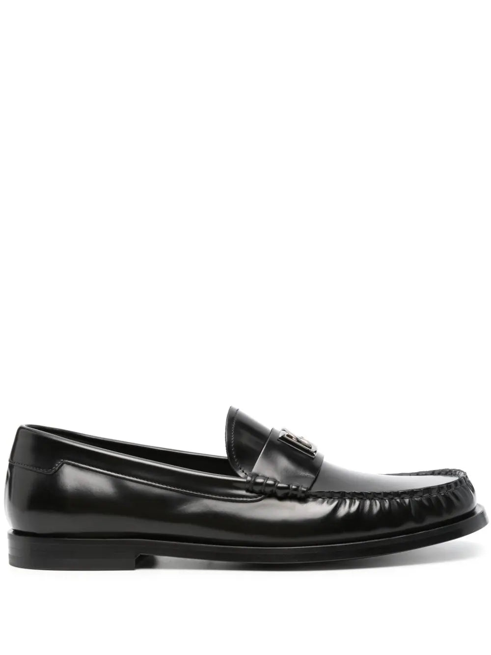 Leather loafers with logo plaque