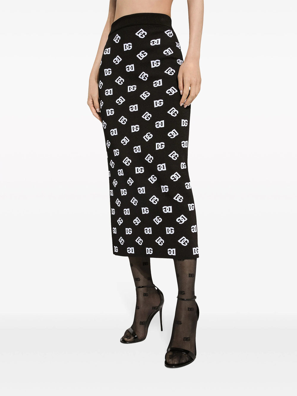 Midi skirt with jacquard logo