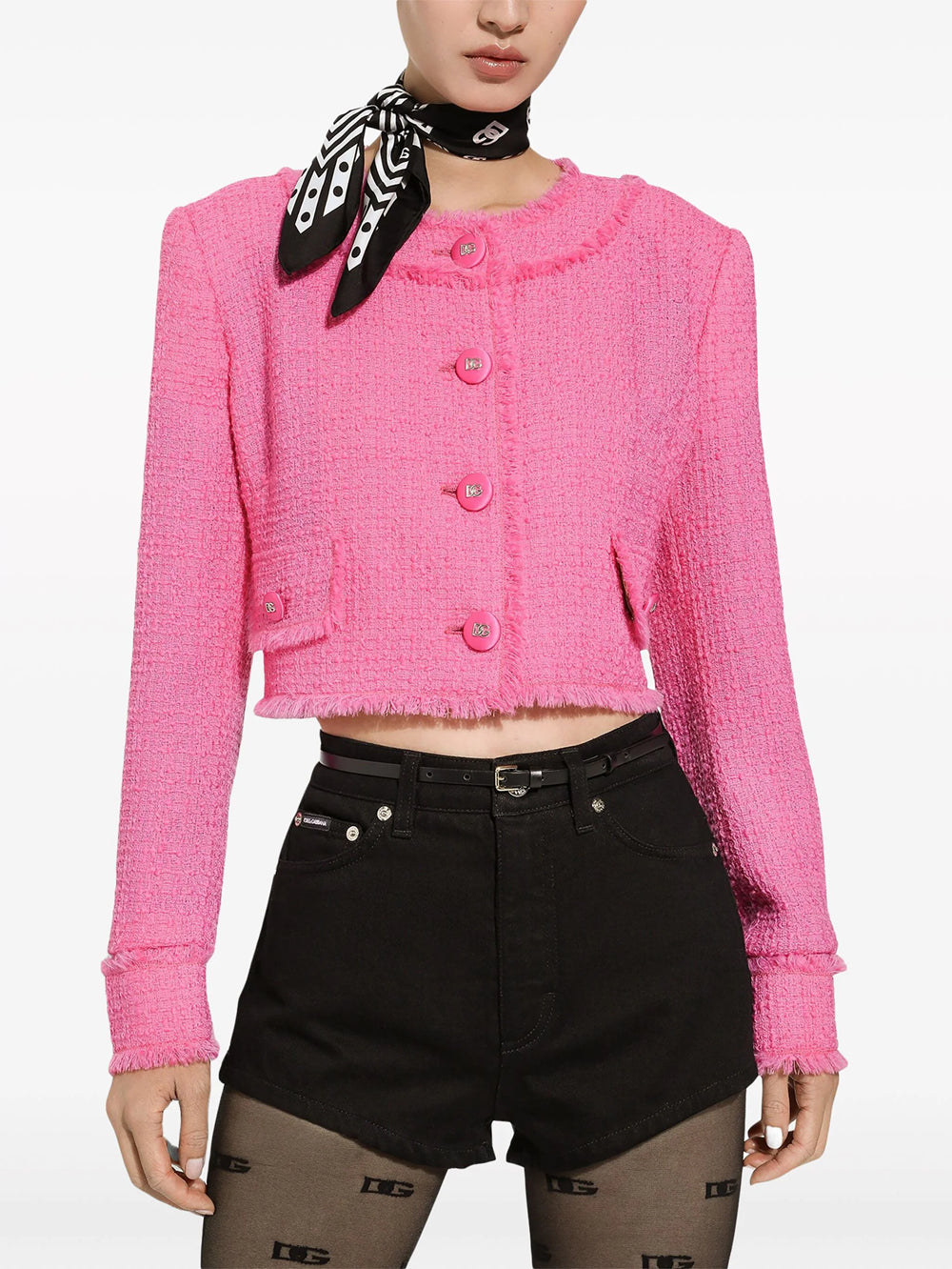 Cropped jacket with round neckline