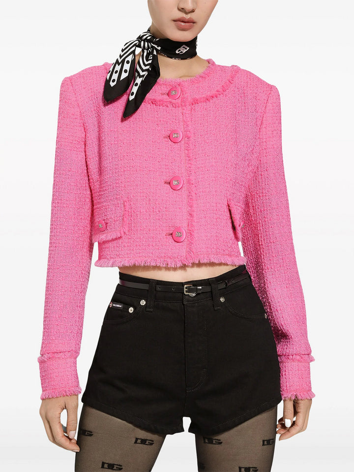 Cropped jacket with round neckline