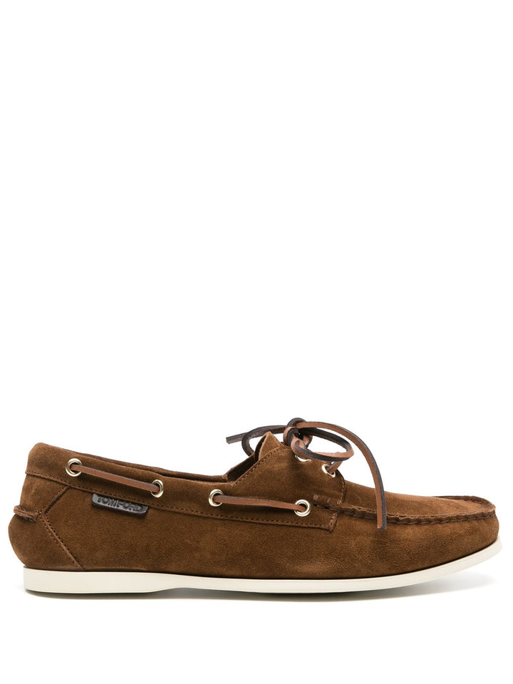 Suede lace-up boat shoes