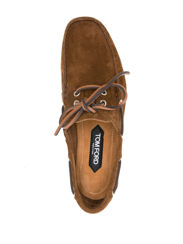 Suede lace-up boat shoes