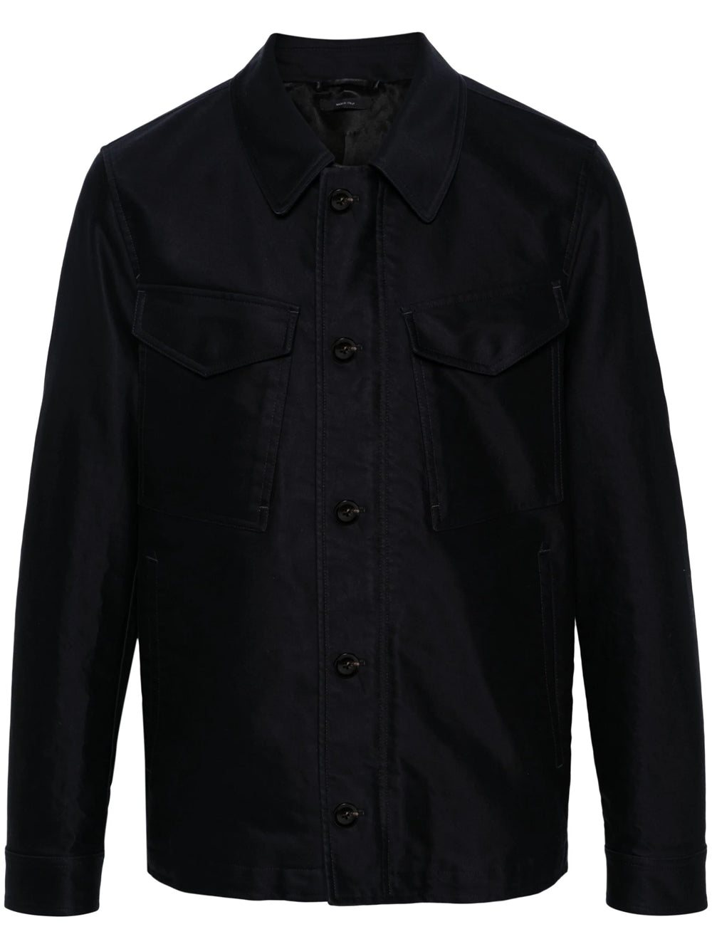 Shirt jacket with wide collar