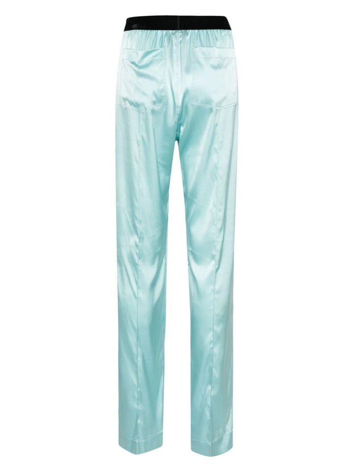 pleated satin pajama pants