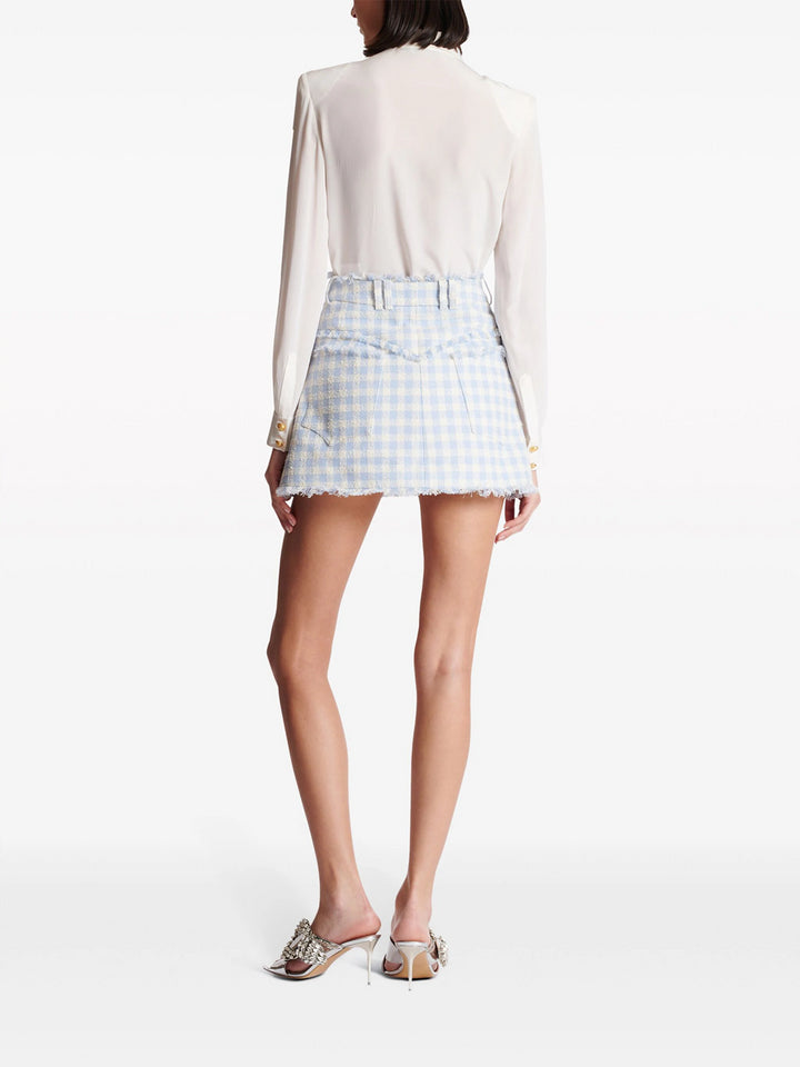 Flared checked mini skirt