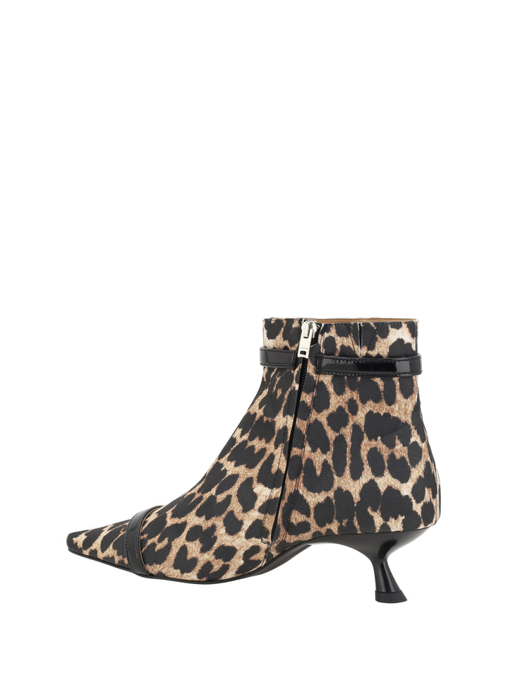 EYELETS KITTEN HEEL BOOT SATIN PRINT