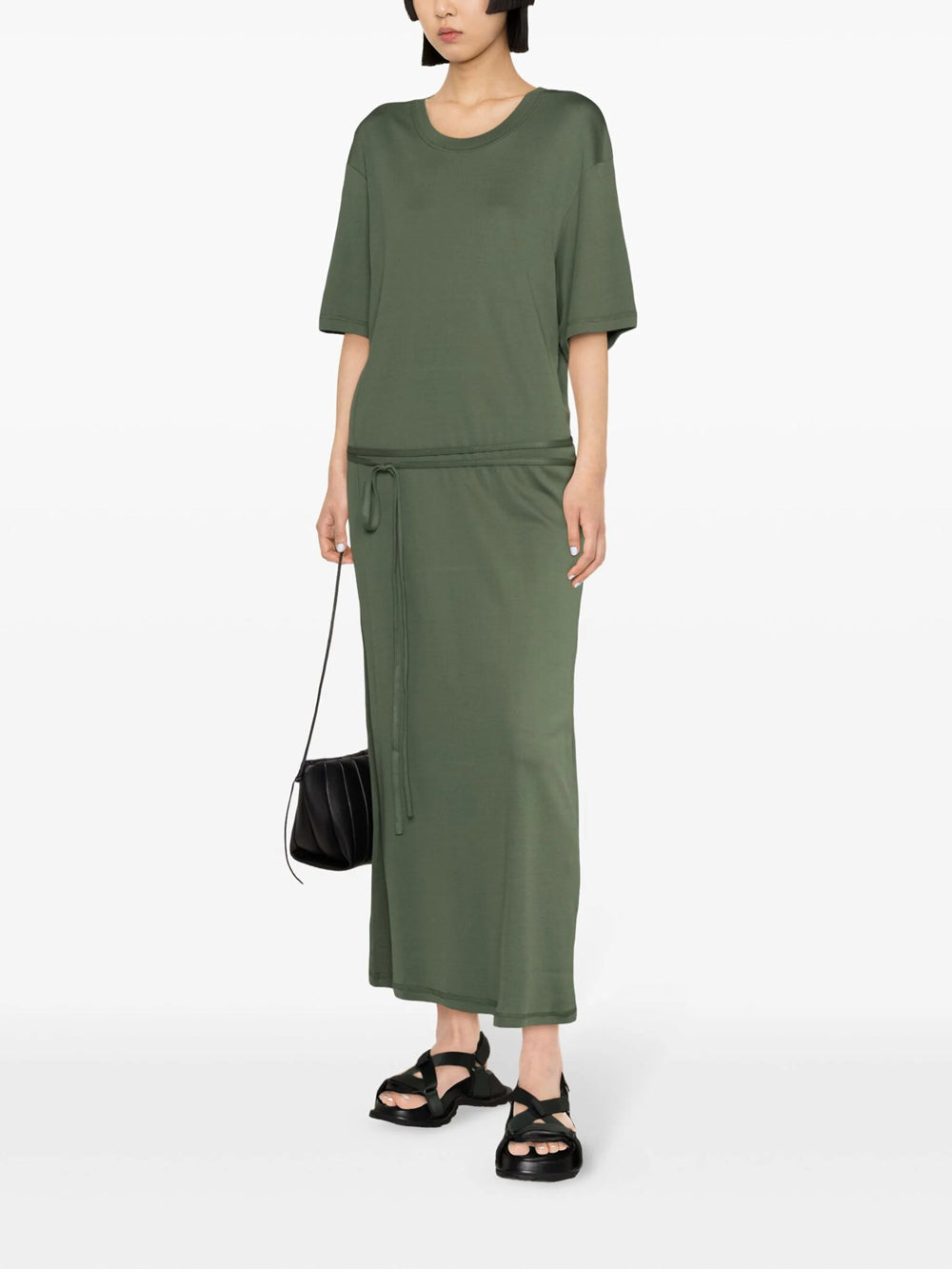 Long T-shirt dress with belt