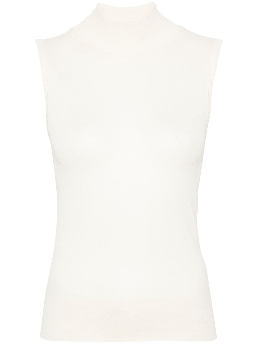 Sleeveless knitted top with mock neck