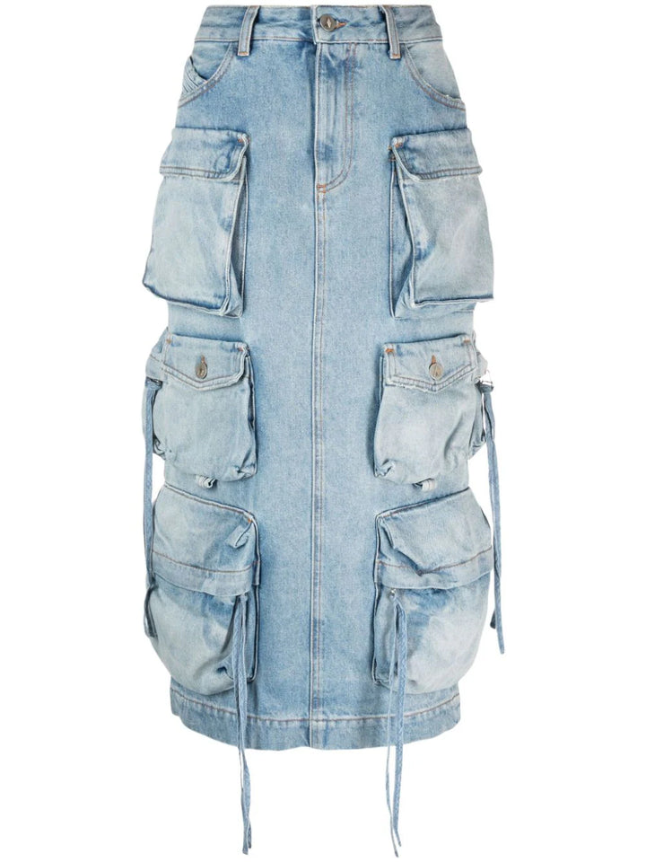 denim cargo skirt