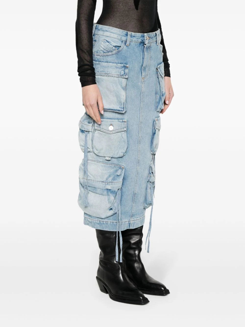 denim cargo skirt