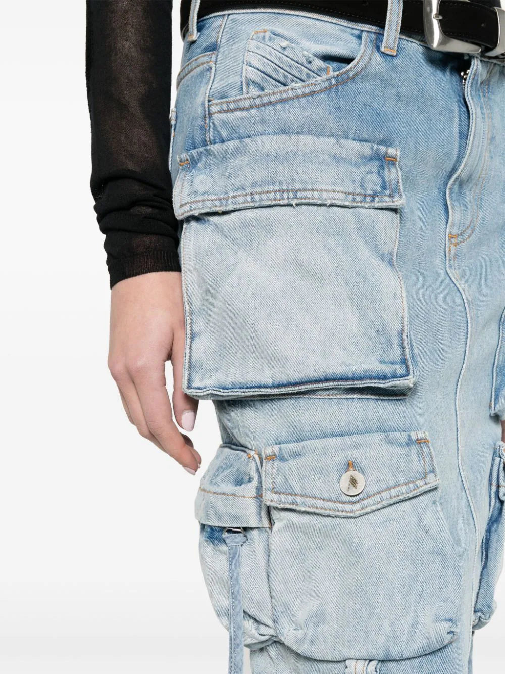 denim cargo skirt