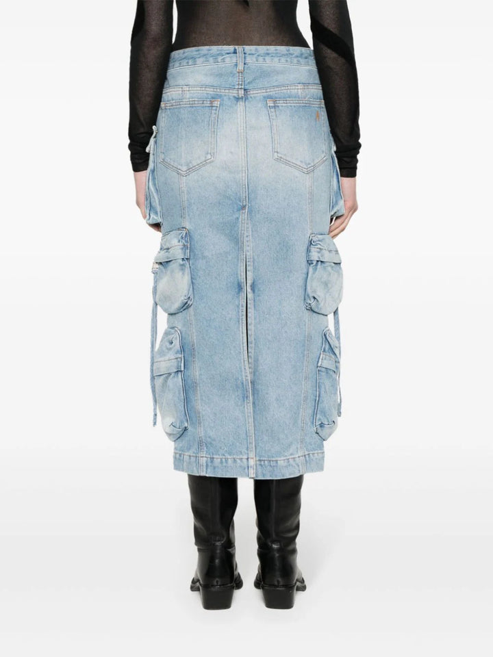 denim cargo skirt