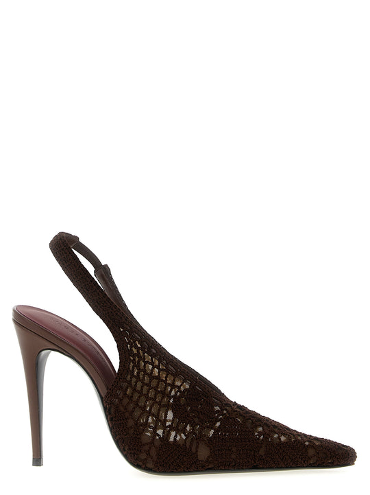 Crochet Slingback Pumps Brown