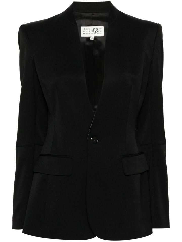 Single-breasted blazer with contrasting stitching