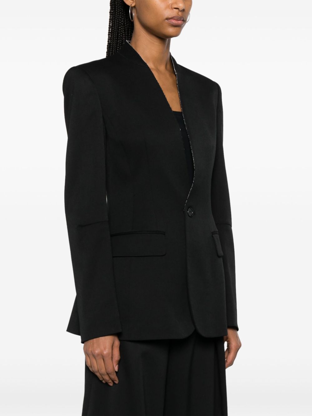 Single-breasted blazer with contrasting stitching