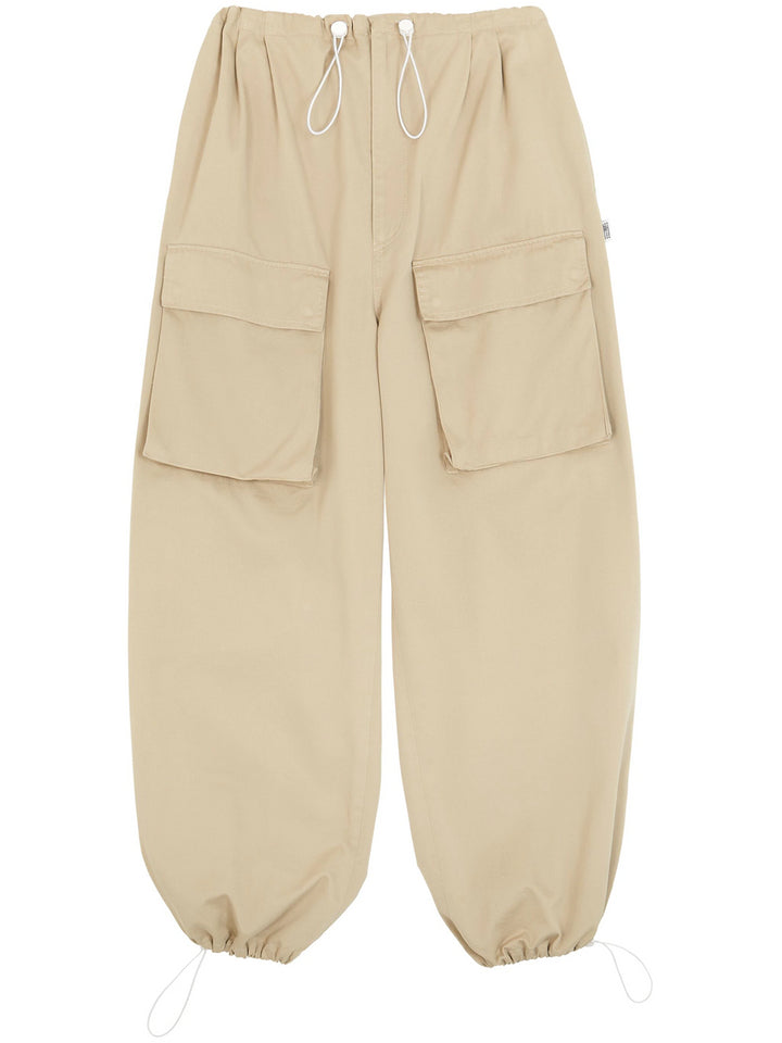 Wide-leg cotton cargo pants