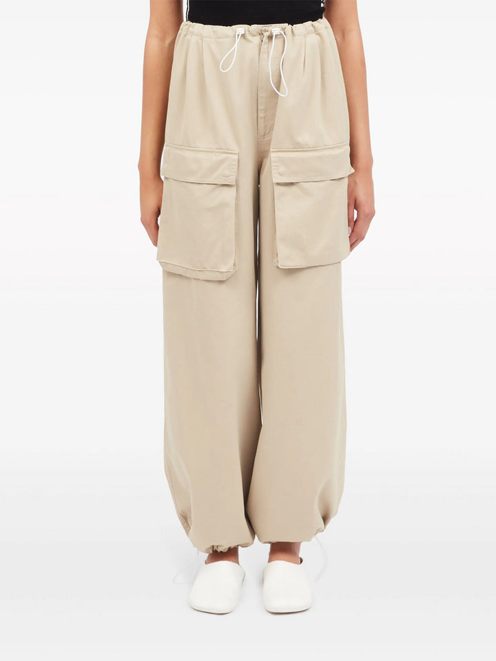 Wide-leg cotton cargo pants