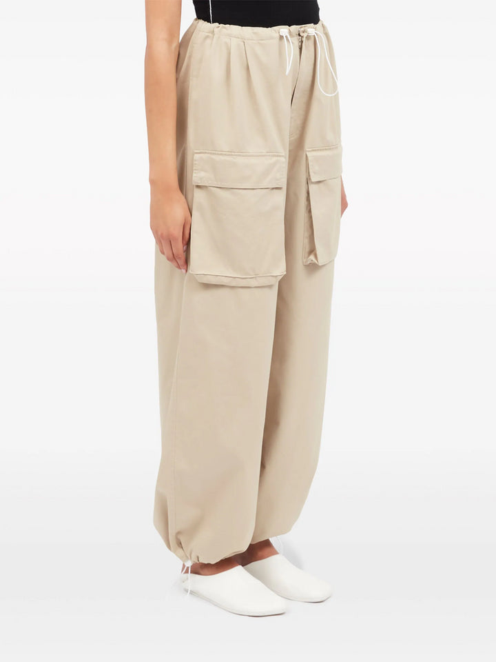 Wide-leg cotton cargo pants