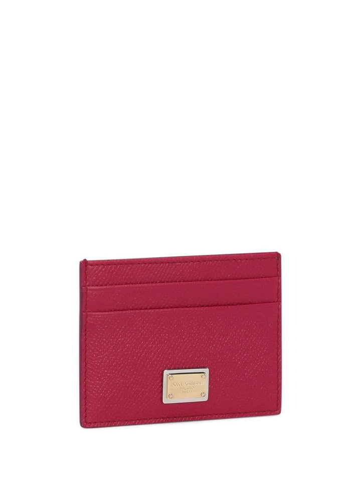 Dauphine card holder with logo plaque