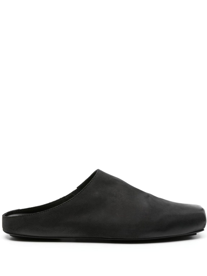 leather slippers with square toe