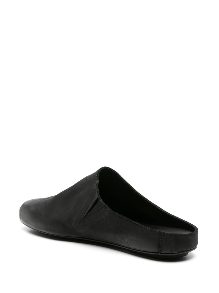 leather slippers with square toe