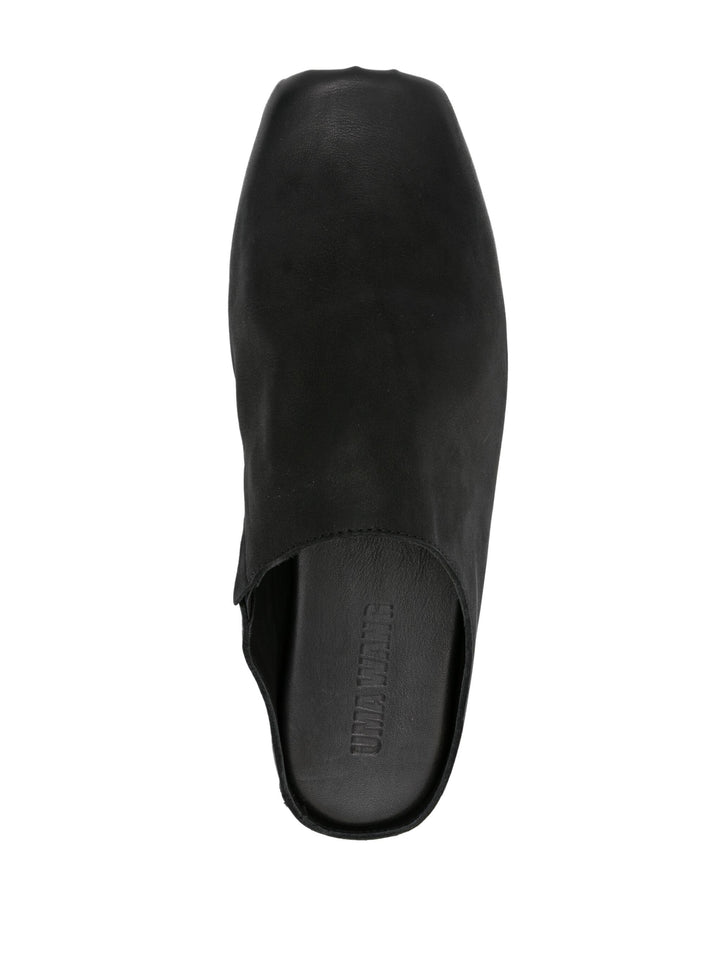 leather slippers with square toe